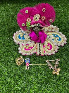 beautiful pink colour laddu Gopal poshak with heavy all over Pearl work Available for  Size 2 - dress diameter is 6 inches  Weight of dress is approx 60 gms Designer piece Quality guaranteed  From land of Krishna, Mathura Krishna dress with matching Pagdi , haar , Bansi ( flute) and kangan ( bangles) Pink Kundan Traditional Wear For Diwali, Pink Kundan Sets For Navratri, Pink Traditional Wear With Tilla For Puja, Pink Traditional Wear With Latkans For Puja, Pink Sets With Gota Work For Festivals, Pink Festival Sets With Gota Work, Pink Sets For Diwali Celebration, Pink Celebration Sets For Diwali, Multicolor Tilla Lehenga For Puja