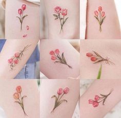 six pictures of different flowers on the thighs