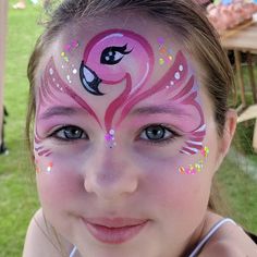 Face Paint For Girls Easy, Birthday Face Painting, Face Painting For Girls Easy, Girl Face Painting Easy, Easy Face Paint Animals, Easy Face Paint Tutorial, Face Paint Inspiration, Flamingo Face Paint Easy