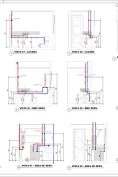 the different types of plumbing lines and their corresponding connections are shown in red, blue, and green