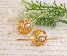 Wedding Accessories,Gold Pearl Earrings ,Gold Victorian Earrings, Bridal Gold Earrings,Bridal Pearl Earrings,Wedding Jewelry,Wedding Earrings.Victorian Pearl Drop Dangle Earrings.These exquisite Victorian pearl drop earrings are hand crafted in meticulous detail in 22K yellow gold plated.ornately decorated and set with a beautiful white pearl ( June Birthstone ). These gorgeous timeless Victorian earrings would make a wonderful gift and are sure to become a personal favorite to be cherished for Elegant Handmade Danglers For Anniversary, Gold Round Bridal Earrings With Ear Wire, Elegant Round Danglers With Pearl Drop, Handmade Elegant Danglers For Wedding, Delicate Pierced Pearl Earrings For Wedding, Elegant Pierced Danglers As Gift, Elegant Round Danglers As Gift, Elegant Round Danglers For Gift, Elegant Danglers As A Gift