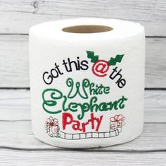 a roll of toilet paper with the words, got this one on it's white background