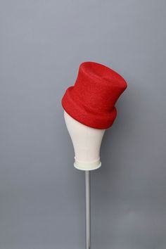 FINAL SALE!  RED METALLIC - SIZE M/L    DOMESTIC SHIPPING ONLY!  NO IN SHOP PICK UP.  NO RETURNS! Bowl Hat, Small Cushions, Unique Shapes, Top Hat, Pre Fall, 9 And 10, Final Sale, Hats, Red