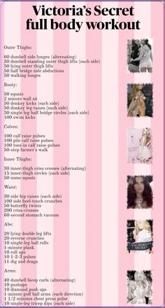 the victoria's secret full body workout plan is shown in pink and white stripes