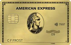 an american express gold credit card with the image of a man's head on it