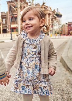 Baby Floral Print Dress Heather-chickpea | Mayoral ® Girl Closet, Long Sleeve Print Dress, Romper With Skirt, Printed Dress, Design Floral, Dress Romper, Sophisticated Style, Elegant Dress, Floral Printed