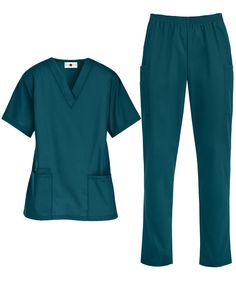 Women s scrub top features a classic, comfortable fit and it s complete with wide patch pockets to keep all your essentials close, including an interior pocket for your cell phone. Women s scrub pants features a classic fit with an elastic waist and tapered legs, these functional scrub pants are both flattering and comfortable. • Scrub Set Includes: Strictly Scrubs Women’s 3 Pocket V-Neck Top and Strictly Scrubs Women’s 3 Pocket Elastic Pant • Top details: • Classic fit • V-neck • Total of 3 poc Nurses Scrubs, Medical Scrubs For Women, Scrub Uniform Ideas, Hospital Scrubs, Scrub Uniform, Nurse Scrubs, Scrubs Uniform Cute, Nursing Scrubs Outfits, Teal Scrubs