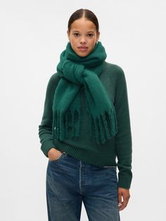 Soft, feathered chunky knit scarf.  Fringe at ends.  Responsible Wool Standard certified.  For more fit and sizing info, check out our Size Guide. Balsam Tree, Chunky Knit Scarf, Thick Scarf, Chunky Knit Scarves, Chunky Scarf, Chunky Scarves, Women's Shoes Accessories, Dressed To The Nines, Toddler Gifts