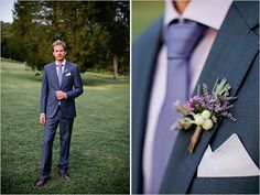 a man in a suit and tie standing on the grass