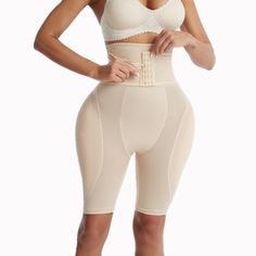 Whether you want to put this on as part of your daily wear simply during your workouts. This is your all in one butt lifter shapewear shorts has an in-built waist trainer, and hip pads to enhance your shape. Highlights 3 hook row closure for size adjustment and additional tightness when needed Removable pads to enhance and shape the hips & butt Shapes and lifts the buttocks Available in Black and Beige Material: Polyester & Spandex We Ship From The USA OUR PROMISE TO YOU Easy Refunds. Buyer Prot Tone Thighs, Tummy Shaper, Hip Pads, Padded Shorts, Black High Waist, Waist Cincher, Women's Shapewear, Body Shaper, Waist Trainer