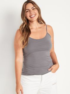 Our First Layer camis are fitted, flattering, soft.  Great outfits start here.  Adjustable spaghetti straps.  Scoop neck.  Soft-washed, lightweight jersey, with added stretch.  @modelsizes 5’9":S | 5'7":L | 5'10":XL @modelsizes We’ve redesigned o Scoop Neck Camisole With Built-in Bra For Layering, Bra-friendly Scoop Neck Elastane Camisole, Modal Scoop Neck Tank Top With Built-in Bra, Scoop Neck Seamless Tank Top With 4-way Stretch, Versatile 4-way Stretch Scoop Neck Tank Top, Layered Cami, Layered Fits, Cami Tanks, Tank Top Cami