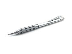 a ballpoint pen with black and white polka dots