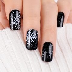 PRICES MAY VARY. ❄️Short False Nails: You will get 24 pcs of short glittering snowflake false nails and 24 pcs of adhesive nail tabs for nail applying. These Christmas stick on nails will bring happiness to your Christmas holiday ❄️High Quality Material: Made of ABS material, these fake nails are colourful, glossy, durable and not easy to break ❄️Winter Design: The black Christmas designed false nails are printed with snow and large snowflakes, which are perfect decorations for winter days and Christmas. Begin your wonderful winter with these elegant snowflake false nails ❄️Wide Applications: These snowflake press on nails are suitable for Christmas party, nail decals or daily use, being ideal gifts for your wife, girlfriend, sister, mother or female friends ❄️How to Apply: 1. Trim and fil Christmas Nails Really Short, Christmas Nails Short Black, Short Black Christmas Nails, Black Nails With Snowflakes, Christmas Nails Snowflake, Large Snowflakes, Salon Decals, Black Nails With Glitter