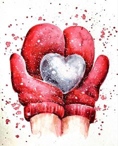 a painting of two hands holding a heart