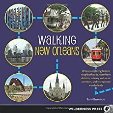 the cover of walking new orleans, with pictures of buildings and people in different locations