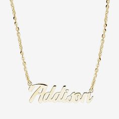 Features: Nickel FreeJewelry Closure: Lobster ClaspLink Construction: SolidMetal Color: YellowChain Length: 16 InchChain Width: 1.7 MillimetersChain Gauge: 050Extender Length: 2 InchPendant Length: 8.5mmChain Construction: CableCare: Wipe CleanMetal: 14k Gold Over SilverNecklace Type: Name NecklacesOwned & Founded: Women Owned/FoundedAssembled in the US from Imported Materials Classic Yellow Gold Name Jewelry, Classic Tarnish Resistant Name Necklace For Anniversary, Classic Tarnish-resistant Name Necklace For Anniversary, Classic 14k Gold Jewelry With Name Detail, Mother's Day Tarnish Resistant Nameplate Jewelry, Tarnish Resistant Gold Plated Name Necklace For Anniversary, Anniversary Gold Plated Tarnish Resistant Name Necklace, Anniversary Tarnish Resistant Nameplate Necklace, Wedding Nameplate Jewelry With Adjustable Chain