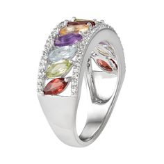 Find your perfect style with this sterling silver ring. Click on this JEWELRY & WATCHES GUIDE to learn about fit, styles, materials and more! Width: .31 in Base material: sterling silver Plating: rhodium Finish: polished Additional details: nickel free Packaging: boxed STONE DETAILS Type: amethyst, blue topaz, citrine, garnet, peridot, sapphire, lab-created white sapphire Total weight: 1 5/8 ct. Colors: blue, purple, red, yellow, green, white Shape: marquise, round Setting: prong Gemstones may h White Sapphire Ring, Vintage Style Dresses, Perfect Style, Ring Gemstone, White Sapphire, Sterling Silver Ring, Blue Topaz, Citrine, Sapphire Ring