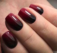 Red And Black Nail, Maroon Nail Designs, Red Ombre Nails, Red Gel Nails, Dark Nail, Kutek Disney, Dark Red Nails, Nail Color Ideas