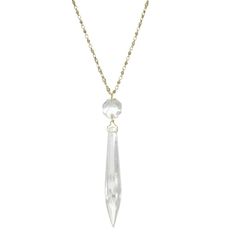 This unique gold-tone necklace features a stunning simulated crystal in the shape of an icicle, and is sure to make a statement. This unique gold-tone necklace features a stunning simulated crystal in the shape of an icicle, and is sure to make a statement. Pendant length: 4 in. Chain length: 30 in. Clasp: lobster-claw Metal: alloy Plating: gold tone Finish: polished Not appropriate for children 14 years old and younger. Size: One Size. Color: Yellow. Gender: female. Age Group: adult. 1928 Jewelry, Vintage Inspired Jewelry, Cameo Jewelry, Necklace Online, Gold Tone Necklace, Crystal Necklace Pendant, Wedding Jewelry Sets, Crystal Pendant, Clear Crystal