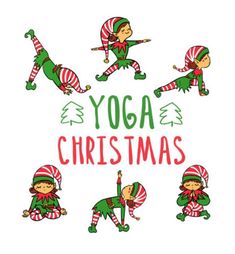 the christmas elfs are doing yoga together