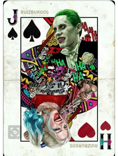 the joker playing card has been altered to look like he's holding his head