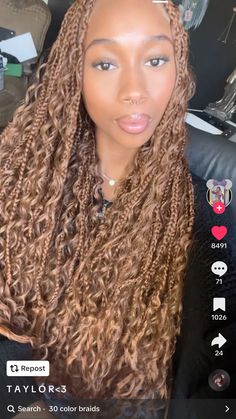 Fulani Braid With Color, Koi Leroy Braids, Natural Braid Colors, Honey Brown And Blonde Island Twist, Small Honey Blonde Knotless Braids, Boho Braids Honey Brown, Blond Passion Twists Black Women, Blonde Fulani Braids Black Women, Honey Brown And Black Braids