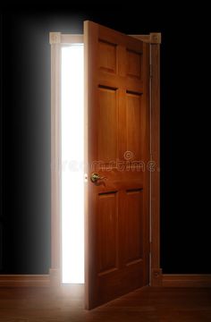 an open door with light coming through it in the dark room royalty illustration stock images