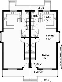 the floor plan for a two story house with three levels and an attached kitchen area