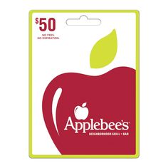 an applebee's gift card is shown with the logo for $ 50 on it