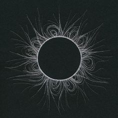 an artistic drawing of a sun in the middle of it's frame with white lines