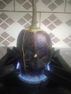 a close up of an object on a stove