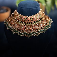 Swara Grandeur Heritage Choker Choker Necklace Online, Mangalsutra Chain, Gold Chokers, Italian Bracelet, Antique Necklaces, Kids Blouse, Ear Chain, Heritage Jewellery, Fabric Necklace