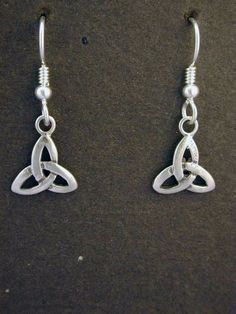 Sterling Silver Celtic Knot Triad Earrings on Sterling Silver French Wires Adjustable Hand Cast Earrings As Gift, Celtic Knot Earrings, Celtic Knot Pendant, Tahitian Black Pearls, Wax Casting, Lost Wax Casting, Knot Earrings, French Wire, Lost Wax