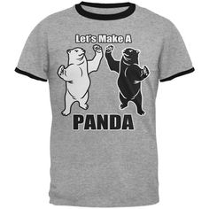 What do you get when you cross a black bear with a polar bear? A PANDA! This original Animal World design is printed on a 100% cotton men's ringer t-shirt. Size: 2XL.  Gender: male.  Age Group: adult. World Design, Panda Funny, Animal World, Old Glory, Black Bear, Heather Black, Mens Graphic Tee, Polar Bear, Mens T