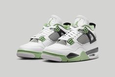 the nike air jordan 4 retro is white and green