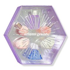 6-Piece Mini Coffret Gift Set - AG 6PC DELUXE MINI COFFRET F24IncludesGod is a Woman (0.25 oz)Sweet Like Candy (0.25 oz)MOD Vanilla(0.25 oz)MOD Blush (0.25 oz)Cloud (0.25 oz)Ari (0.25 oz) - 6-Piece Mini Coffret Gift Set Hobby Lobby Gifts, Ariana Grande Mini Perfume Set, Christmas Gift Idea For Brother, Ulta Gift Set, Pink Girly Gifts, Ariana Grande Love Notes, Cute Christmas Gifts For Teens, Bsf Bday Gifts, Cute Perfumes