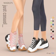 two women's shoes with different colors and sizes