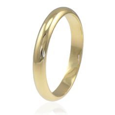 a yellow gold wedding ring on a white background