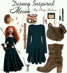 Merida Brave Inspired Outfits, Merida Inspired Makeup, Brave Inspired Outfits, Merida Costume Ideas, Merida Costume Diy, Merida Inspired Outfits, Merida Halloween Costume, Inspired Outfits Character, Merida Disneybound