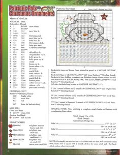 a cross stitch christmas ornament is shown on the page, with instructions to make it