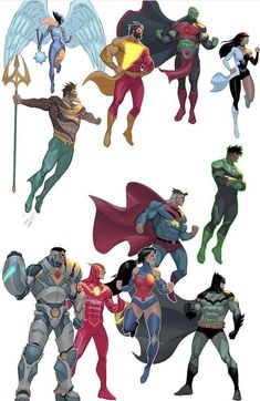 an image of superheros in different poses