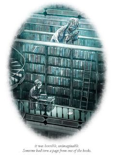 a man sitting in front of a bookshelf filled with lots of books next to a spiral staircase