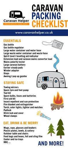 the caravan packing checklist is shown here