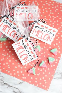 valentine's day treat bags with candy in them