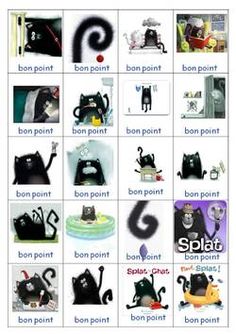 an image of different types of cats and their names in english or spanish letters with pictures on them