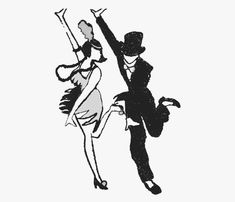 a man and woman are dancing together in black and white, while the image appears to be drawn by hand