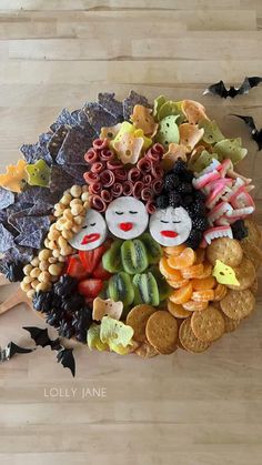 a platter filled with lots of halloween treats