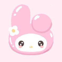 a pink bunny hat with a flower on it's head and eyes are shown