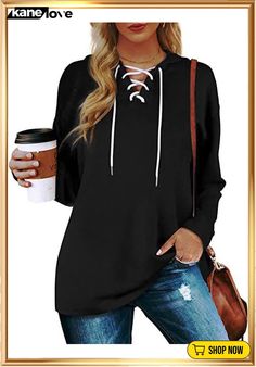 Women's V-neck Long Sleeved Sweatshirt Top Spandex Shirts, Spring Fashion Casual, Tunic Sweatshirt, Pullover Designs, Hooded Pullover, Casual Hoodie, Long Sleeve Casual, Long Sleeve Hoodie, Pullover Sweaters