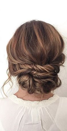 Updo inspiration – getting twisted half up or all the way, we love both styles. Styled by Ashley Petty. Sanggul Modern, Formal Hair, Wedding Hair Inspiration, Low Bun, Wedding Hairstyles For Long Hair, Wedding Hair And Makeup